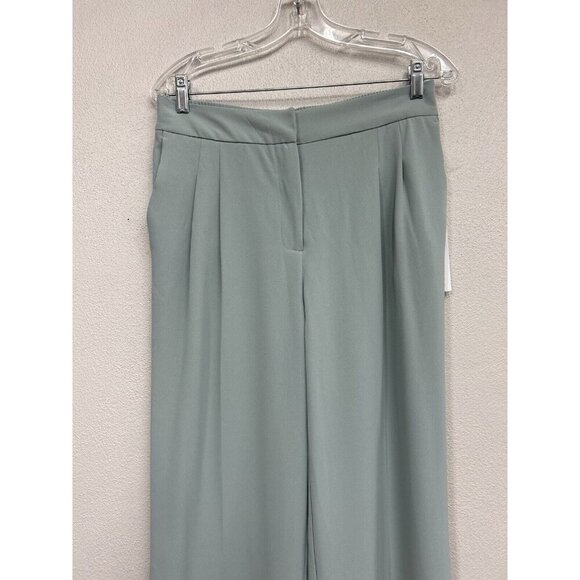 HOUSE OF HARLOW 1960 X REVOLVE High Rise Wide Leg Pleated Trousers Sz 6 Seafoam - Picture 4 of 11